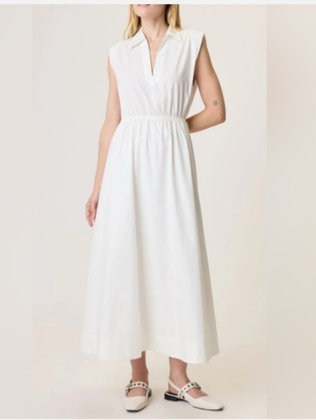 Rag & Bone Joan Poplin Back Cutout Maxi Dress Ivory White Cotton Size Xl